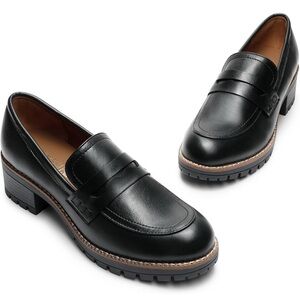 DREAM PAIRS Women's Platform Chunky Heeled Loafers, Womens Business Casual Shoes